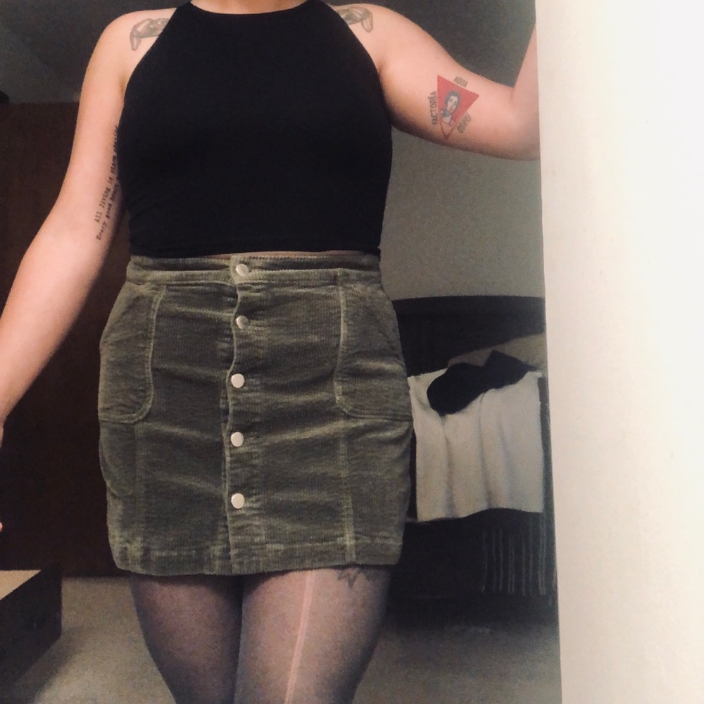 Corduroy Hunter Green Skirt